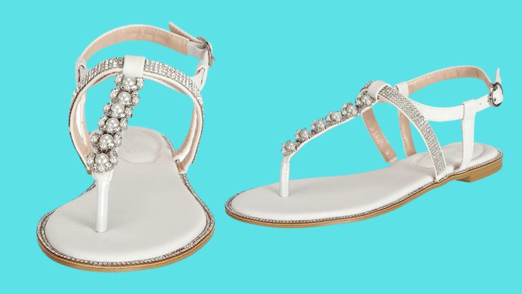 SheSole Womens Cute Rhinestone Pearl Flat Sandals-2023 - ShoesGuidance