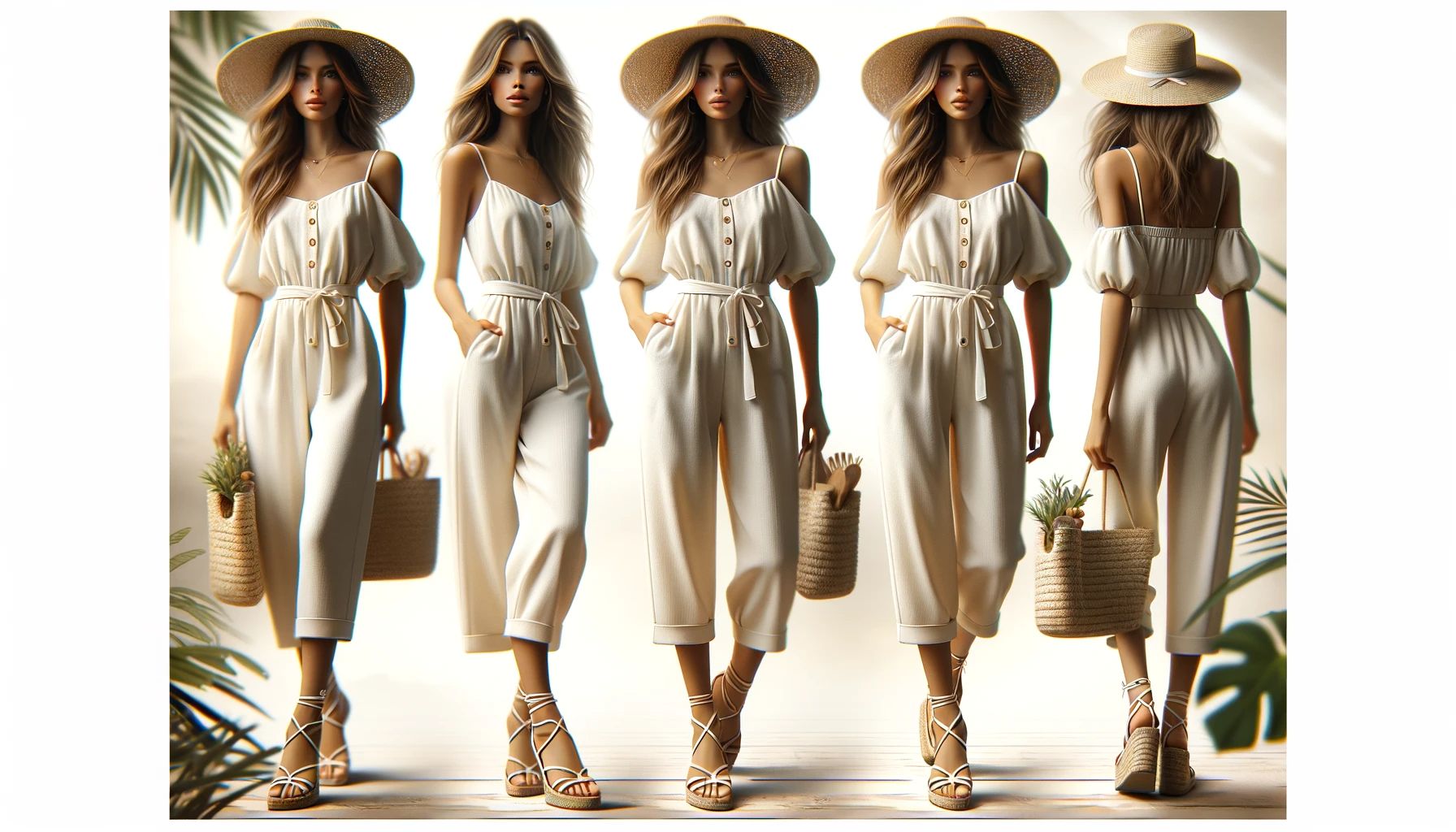 Beach Style Jumpsuit with Sandals